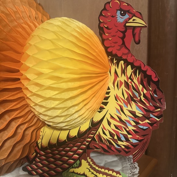 Other - Vintage Set Of Thanksgiving Decoration Honeycomb Die-Cut Turkey 1 Lg 2 Md 4 Sml
